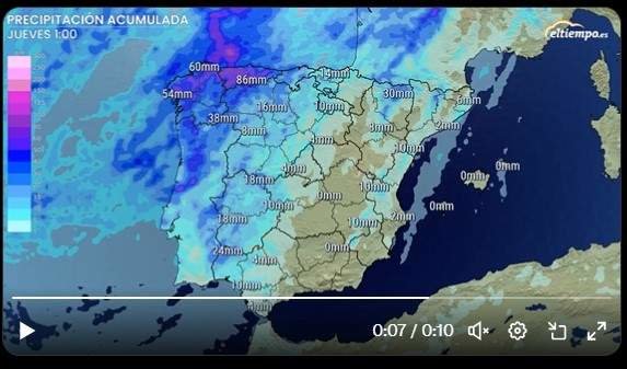 Captura de pantalla de la previsión del Tiempo.es