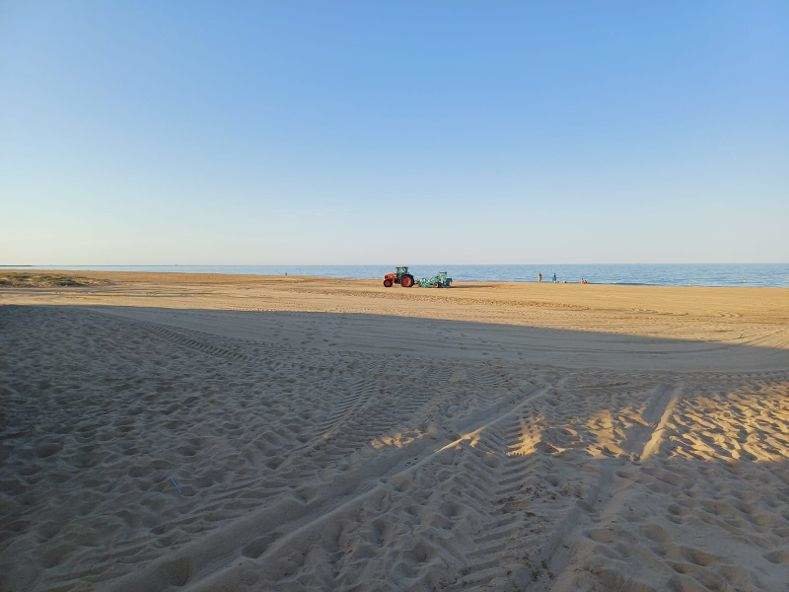 La playa tras la limpieza realizada por el Ayuntamiento de Punta